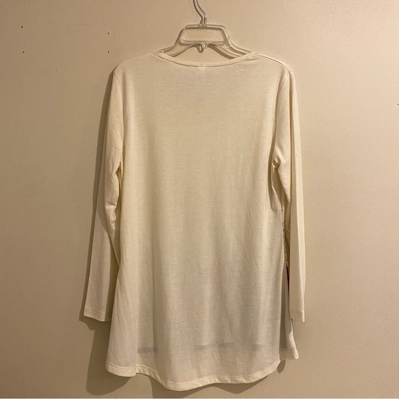 Women’s Mac & Belle Size L Red Birds Pattern Long Sleeves High Low Top - Picture 4 of 9